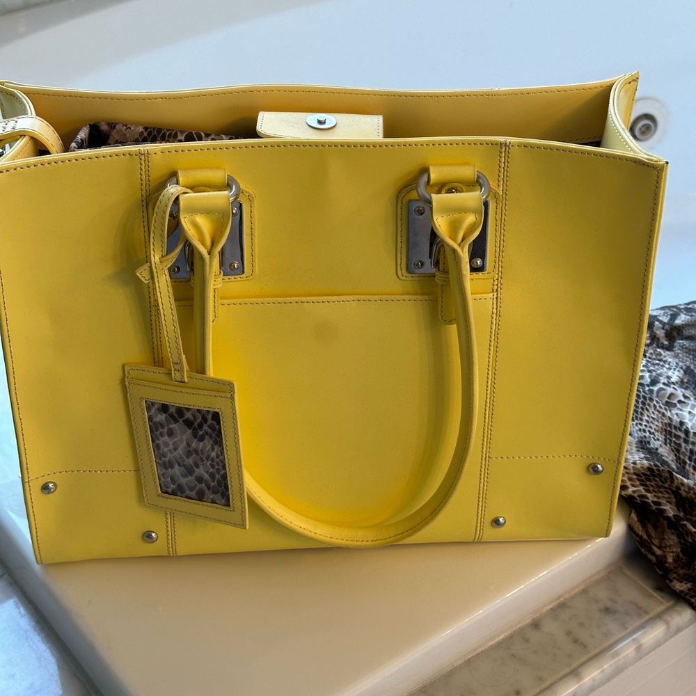 Yellow Wilson’s Leather Work Bag with Laptop Case